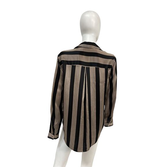 L'Agence 'Tyler' Black Silk Long Sleeve Silk Button-Up Shirt Size M - Picture 3 of 6